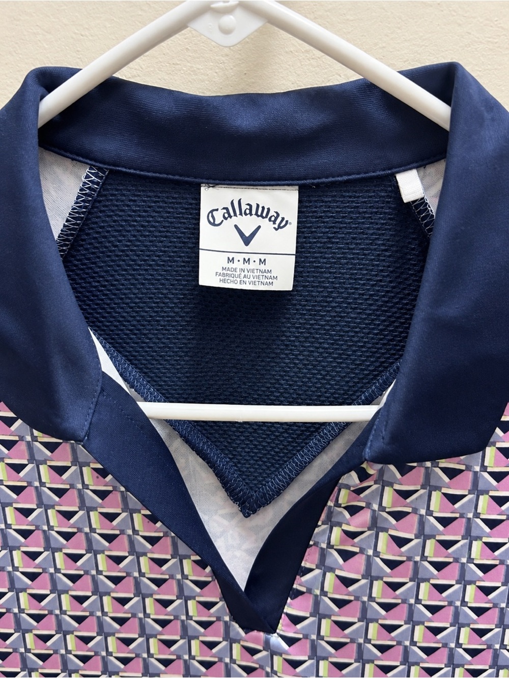 Callaway Pink & Navy Geometric-Print Golf Polo - Picture 2 of 4